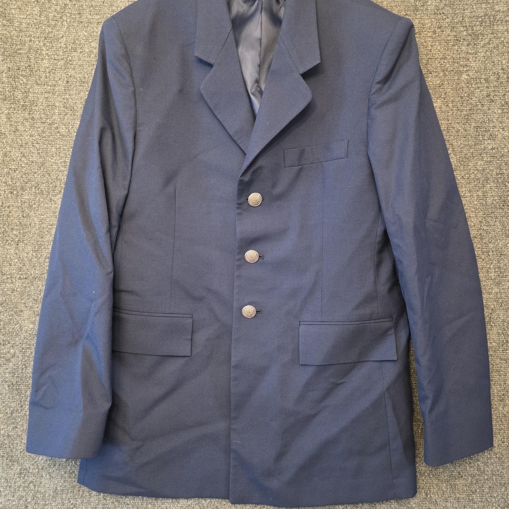 DeRossi & Son Suit Jacket Mens 40L Blue Poly Wool Air Force Dress Uniform Coat